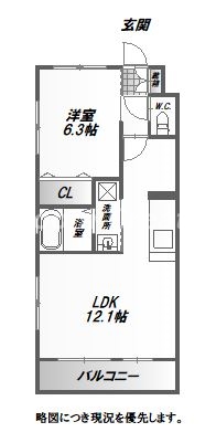 徳島市東吉野町のアパートの間取り