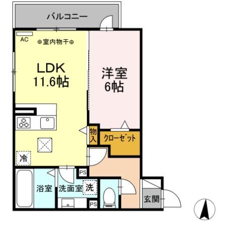 磐田市上大之郷のアパートの間取り