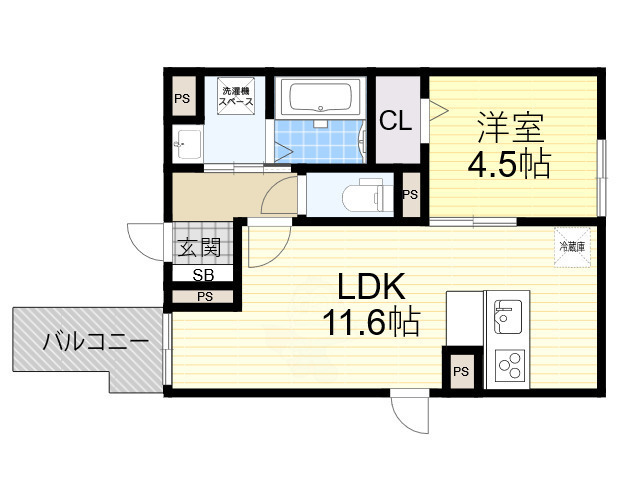 エスポワール東加賀屋の間取り