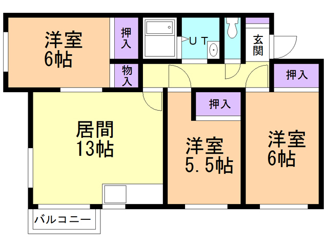 函館市中島町のマンションの間取り