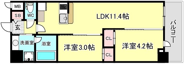 大阪市北区西天満のマンションの間取り