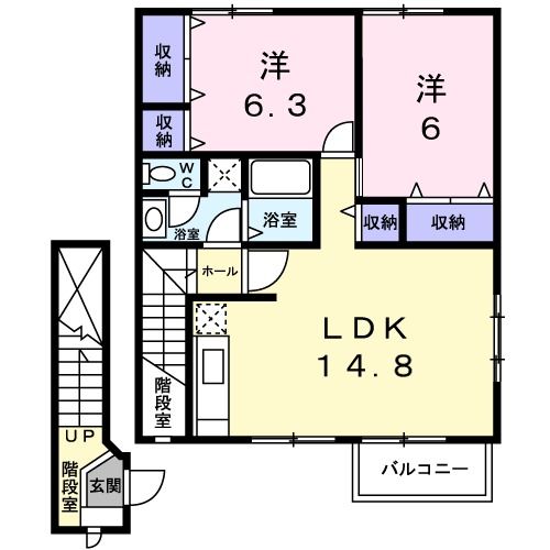 日立市本宮町のアパートの間取り