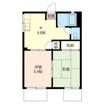 鎌倉市上町屋のアパートの間取り