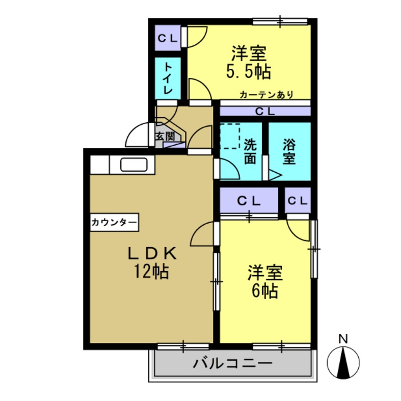 【ノースアベニュ梨子ノ木の間取り】