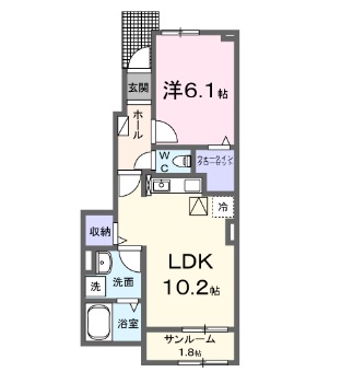 新居浜市北内町のアパートの間取り