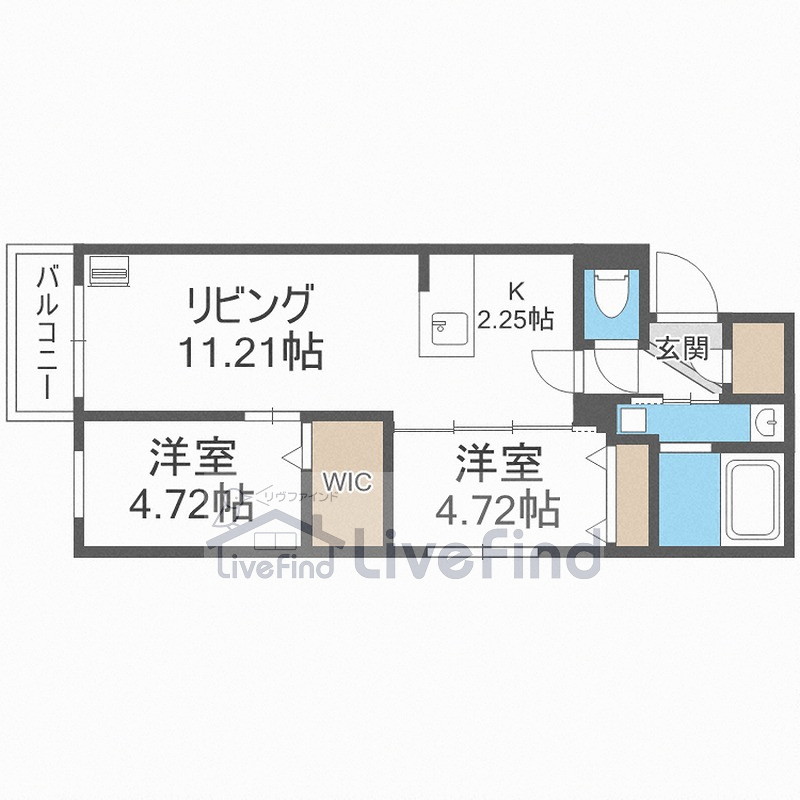 【札幌市白石区菊水七条のマンションの間取り】