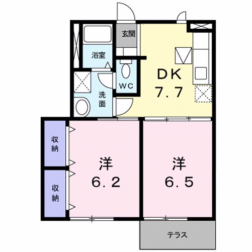 近江八幡市西本郷町東のアパートの間取り