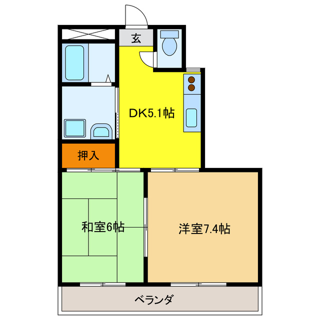 岐阜市玉宮町のマンションの間取り