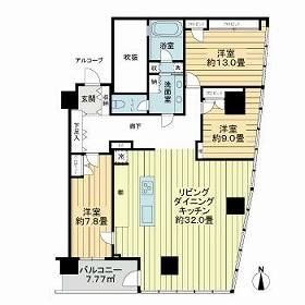 川崎市幸区中幸町のマンションの間取り