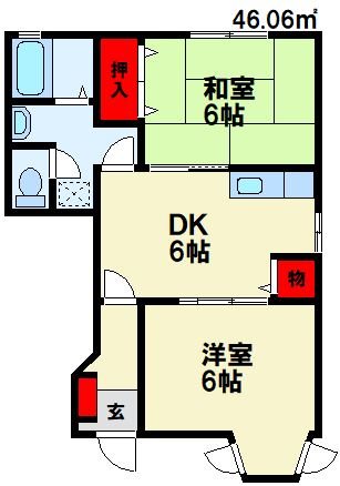 嘉穂郡桂川町大字九郎丸のアパートの間取り