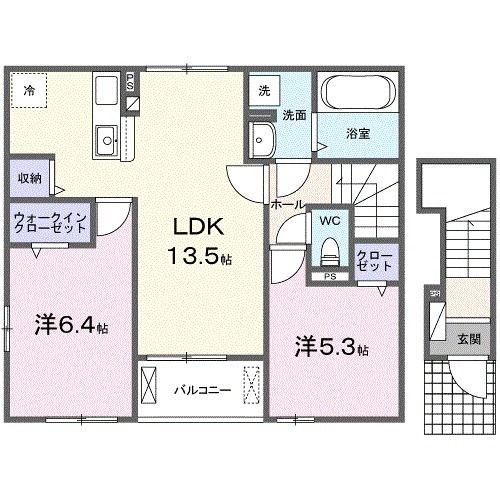 亘理郡亘理町逢隈田沢のアパートの間取り