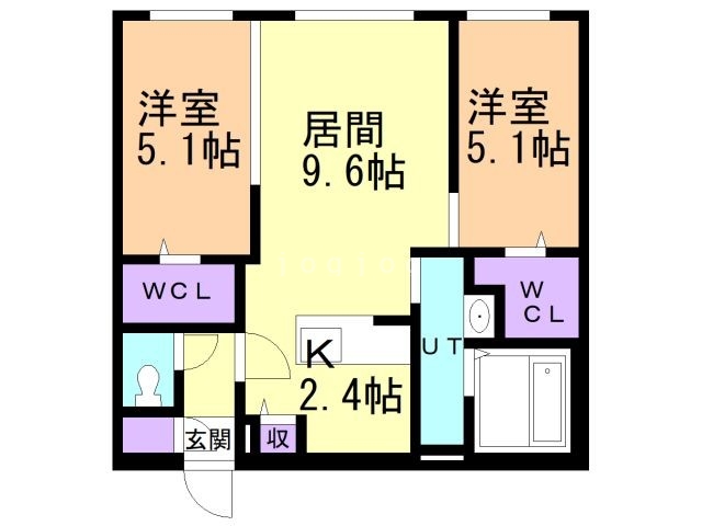 札幌市東区北七条東のマンションの間取り