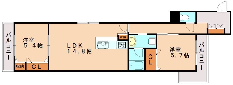 福岡市博多区千代のアパートの間取り