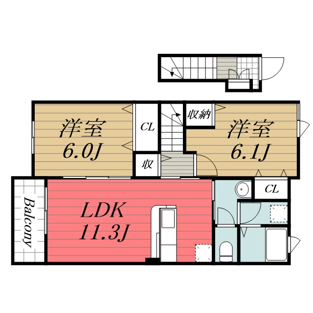 香取市佐原のアパートの間取り