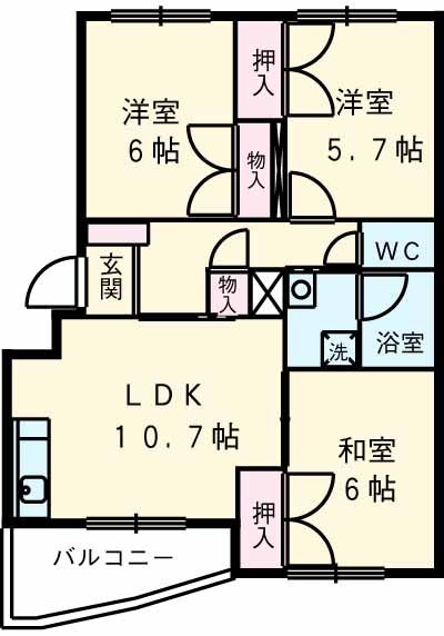 静岡市清水区船越南町のマンションの間取り