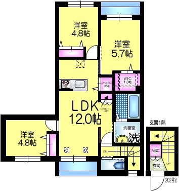 仮称）日暮３丁目メゾン北棟の間取り