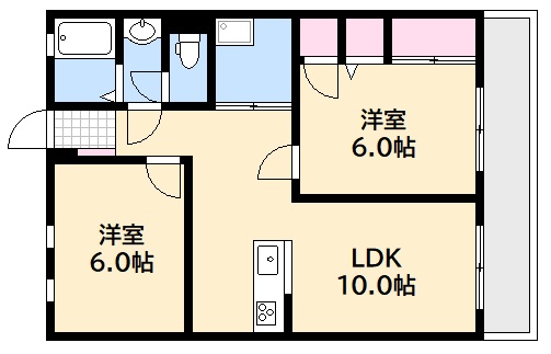 広島市西区己斐大迫のマンションの間取り