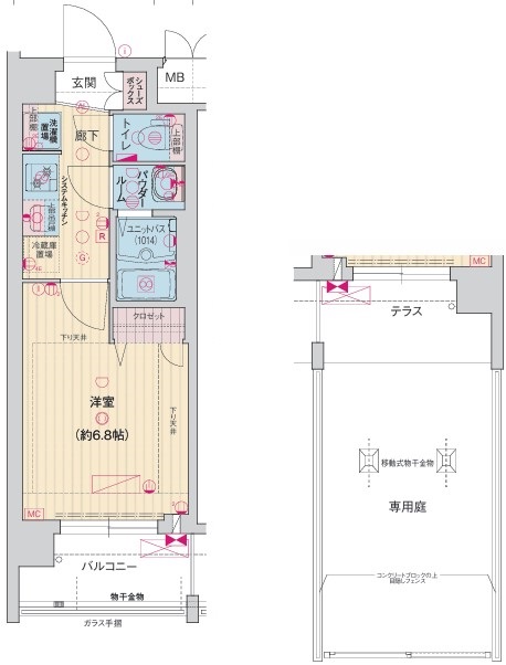 京都市下京区西七条石井町のマンションの間取り