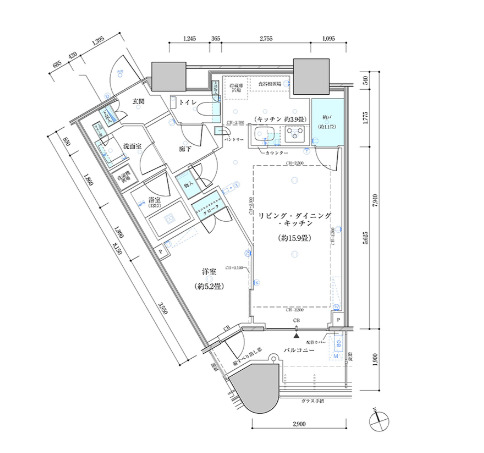 中央区勝どきのマンションの間取り