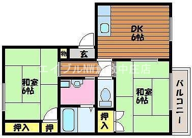 岡山県岡山市北区川入（アパート）の賃貸物件の間取り