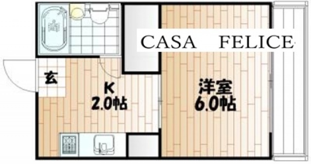 岡山市北区伊島町のアパートの間取り