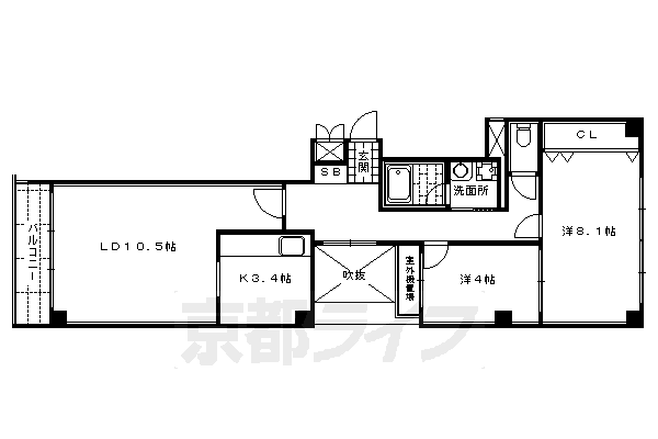 【京都市中京区一之船入町のマンションの間取り】