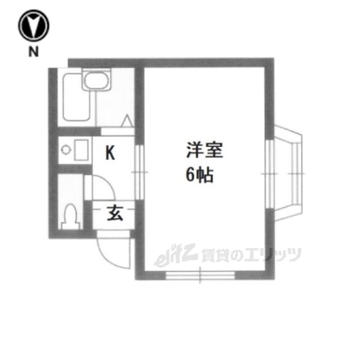 京都市左京区一乗寺東浦町のアパートの間取り