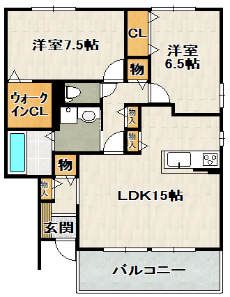 リヴェール宝塚Ｂ棟の間取り