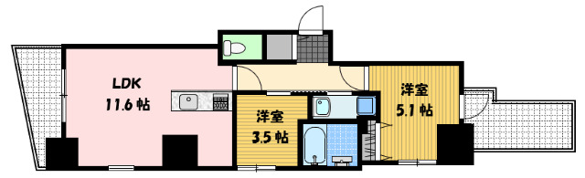 長崎市麹屋町のマンションの間取り