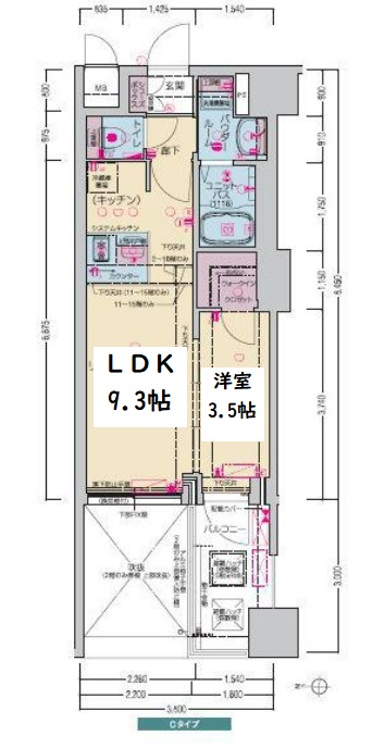 プレサンス堺筋本町ディスティニーの間取り