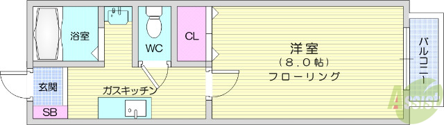 仙台市太白区富沢南のアパートの間取り