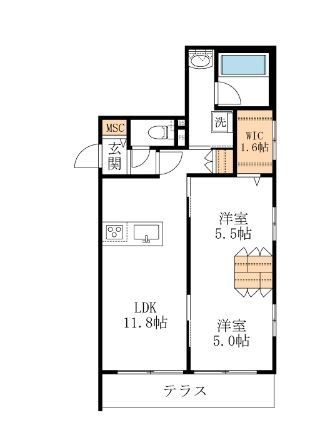 川越市仙波町のマンションの間取り