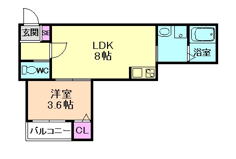 大阪市西淀川区野里のアパートの間取り