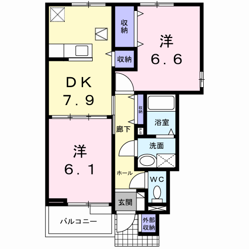 カルフール．２１Ａ　DKの間取り