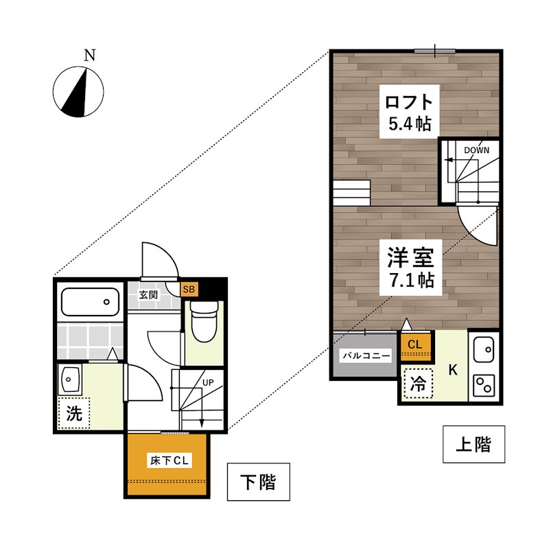 熊本市南区田迎のアパートの間取り