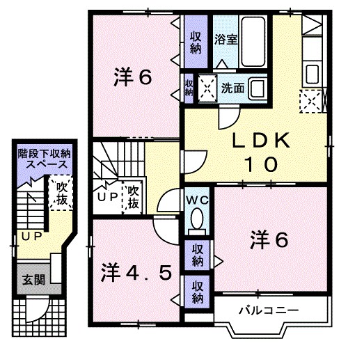 土浦市乙戸南のアパートの間取り