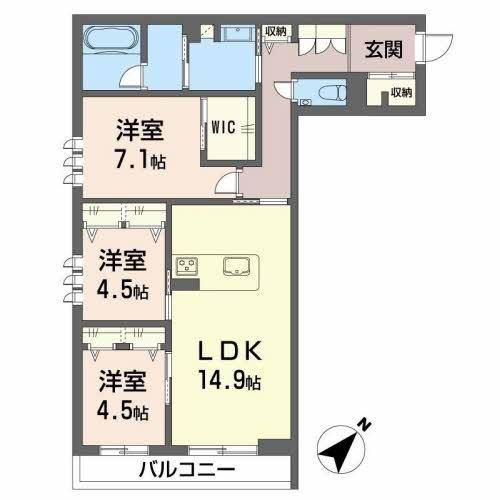 【熊本市東区御領のアパートの間取り】