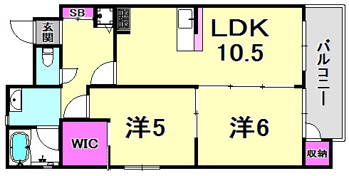 西宮市甲子園五番町のマンションの間取り