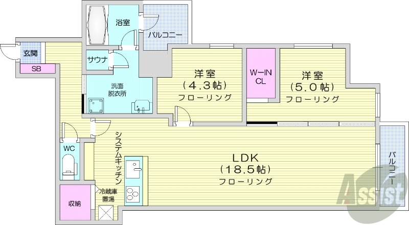 北広島市中央のマンションの間取り