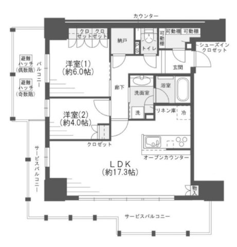 【シエリアタワー大阪福島の間取り】