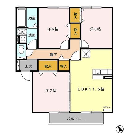 仙台市宮城野区田子のアパートの間取り