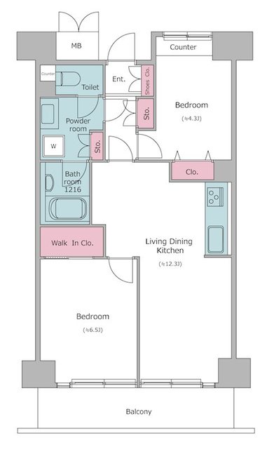 港区芝浦のマンションの間取り