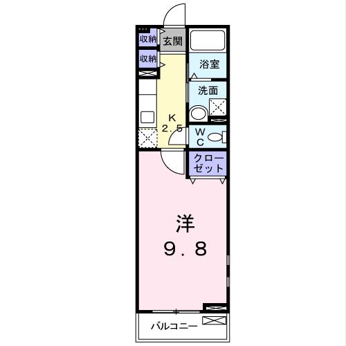 山陽小野田市北竜王町のアパートの間取り