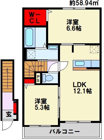 【遠賀郡水巻町猪熊のアパートの間取り】