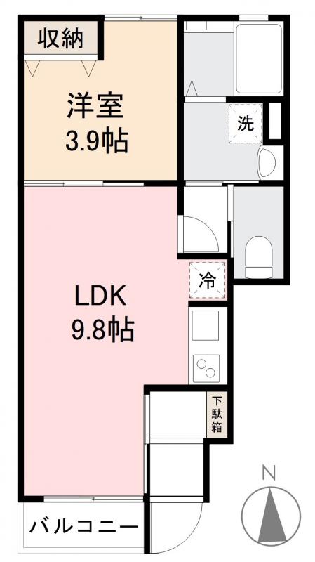 高松市上天神町のアパートの間取り