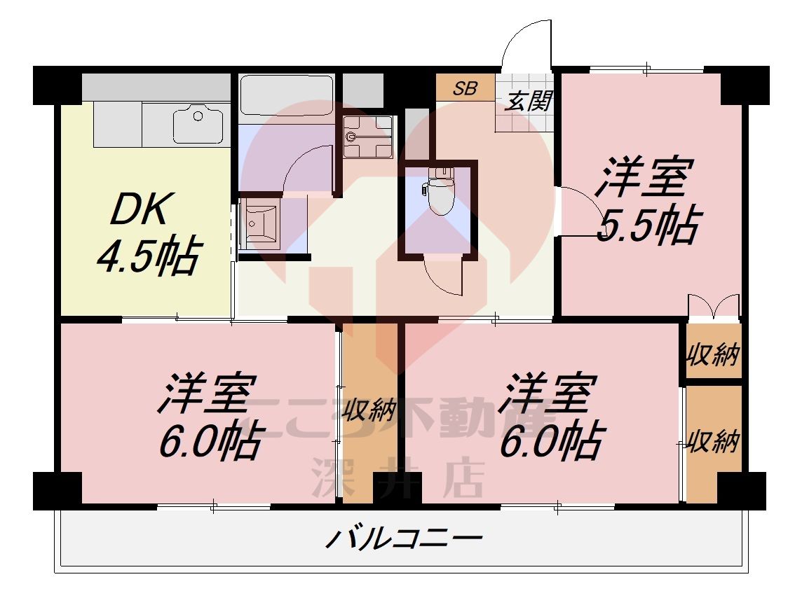 枚方市春日東町のマンションの間取り