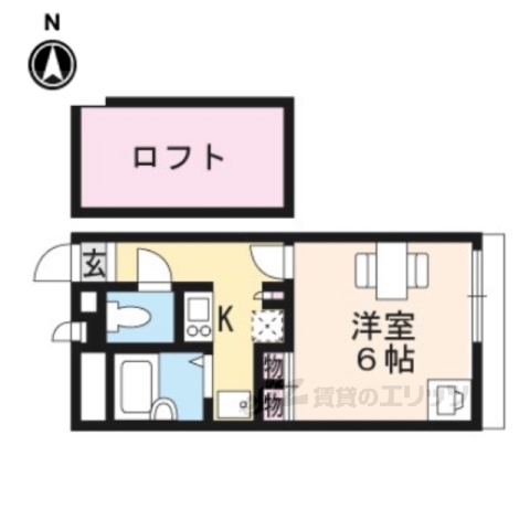 京都市西京区樫原秤谷町のマンションの間取り