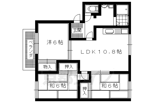 向日市上植野町のアパートの間取り