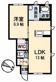 宇和島市愛宕町のアパートの間取り