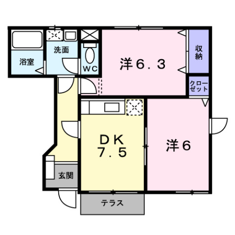 ヴィラ　エンゼルＢの間取り